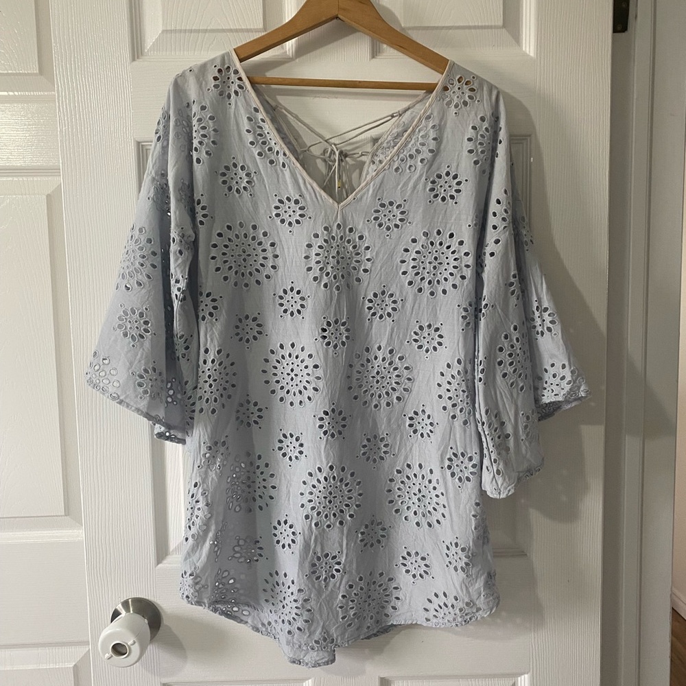 ViX Paula Hermanny Kira Lace Eyelet Kaftan Dress